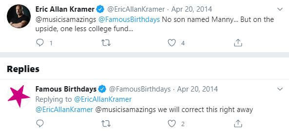 Leianesse Kramer's rumored father, Eric Allan Kramer, cleared the rumor of not having a son named Manny